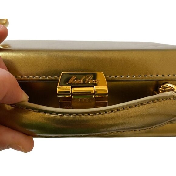 Mark Cross Grace Mini Box Leather Handbag Crossbody Gold Mirror + 2 Straps + key - Picture 15 of 17